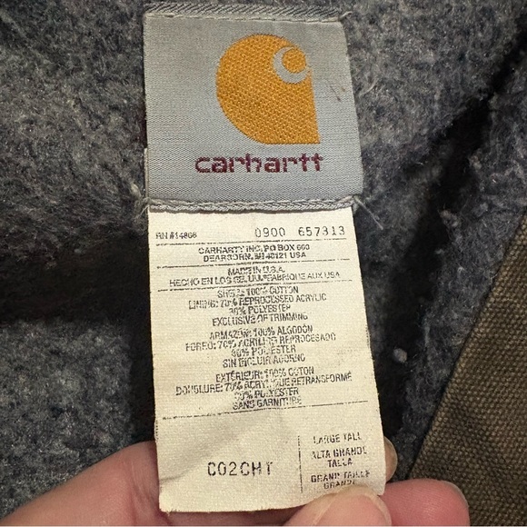 VTG Y2K Carhartt Chore Barn Coat Jacket LT Blanket Lined Canvas Workwear Brown - Picture 8 of 10